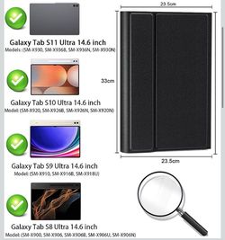 Case Keyboard for Samsung Galaxy Tab S11 Ultra / S10 Ultra / S9 Ultra / S8 Ultra 14.6 inch Cover - 7 Color Rainbow Change Backlit Detachable Magnetic 