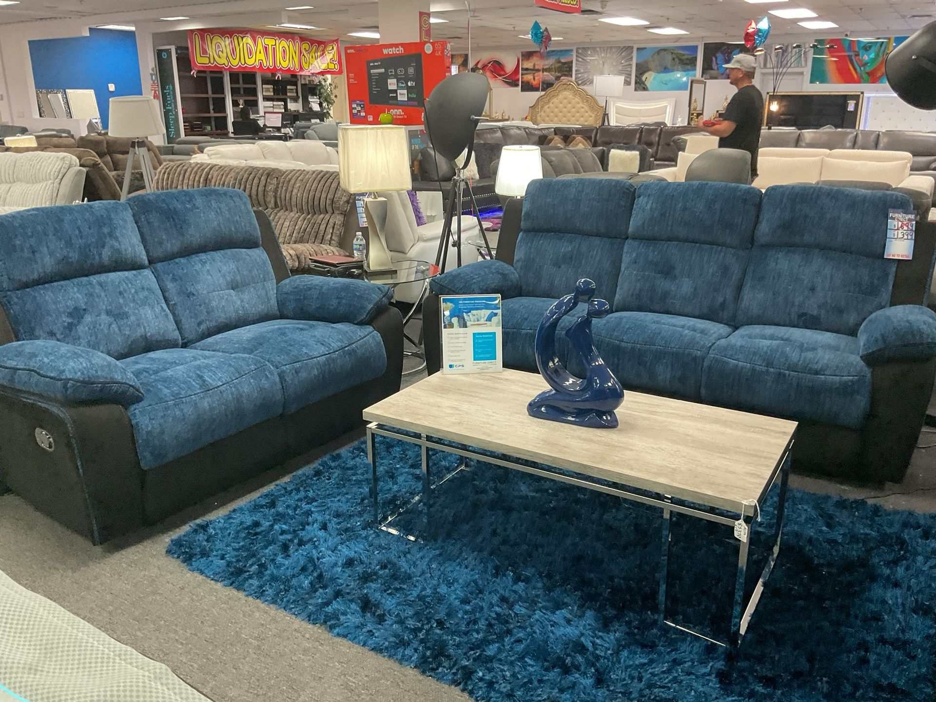 Huge Furniture Blowout Summer Sale Stunning blue SOFA&LOVESEAT set 45% OFF (NEW)