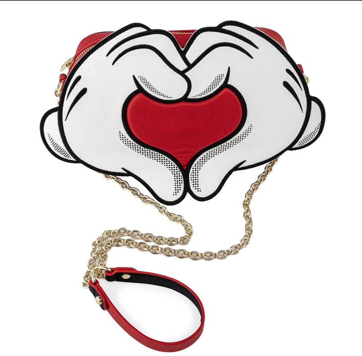 (NWT) Loungefly Disney Mickey & Minnie Mouse Love Heart Hands Crossbody Bag