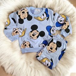 Kids Mickey Mouse Pajamas Blue Longsleeve & Sweatpants 3T Mickey & Donald Duck 