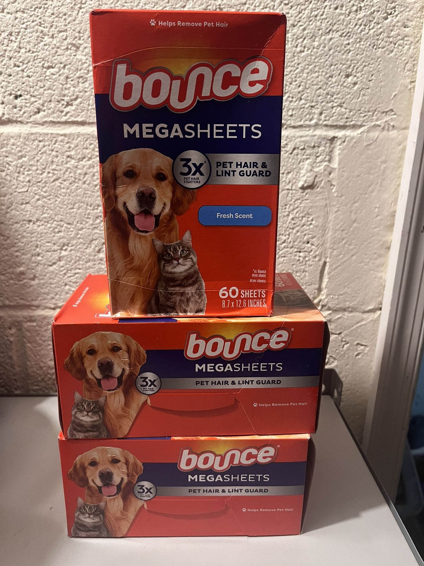 Bounce Pet Hair and Lint Guard Mega Dryer Sheets, Fresh Scent, 60 Count ,each For $4
