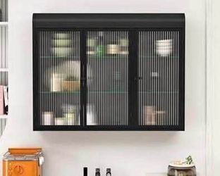 New Assembled 36” Fluted Glass Wall Cabinet Medicine Cabinet Bathroom Over The Toilet Storage