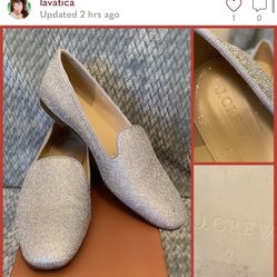 Silver glitter jcrew loafers size 7