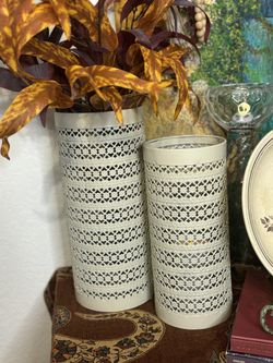 Set Of 2 Metal Vases