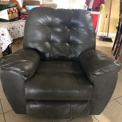 Dark Grey Leather Recliner 