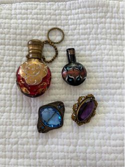 Vintage Miniature Scent Bottles and Brooches OBO