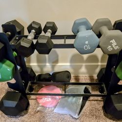 Dumbell Set And Weight Rack 
