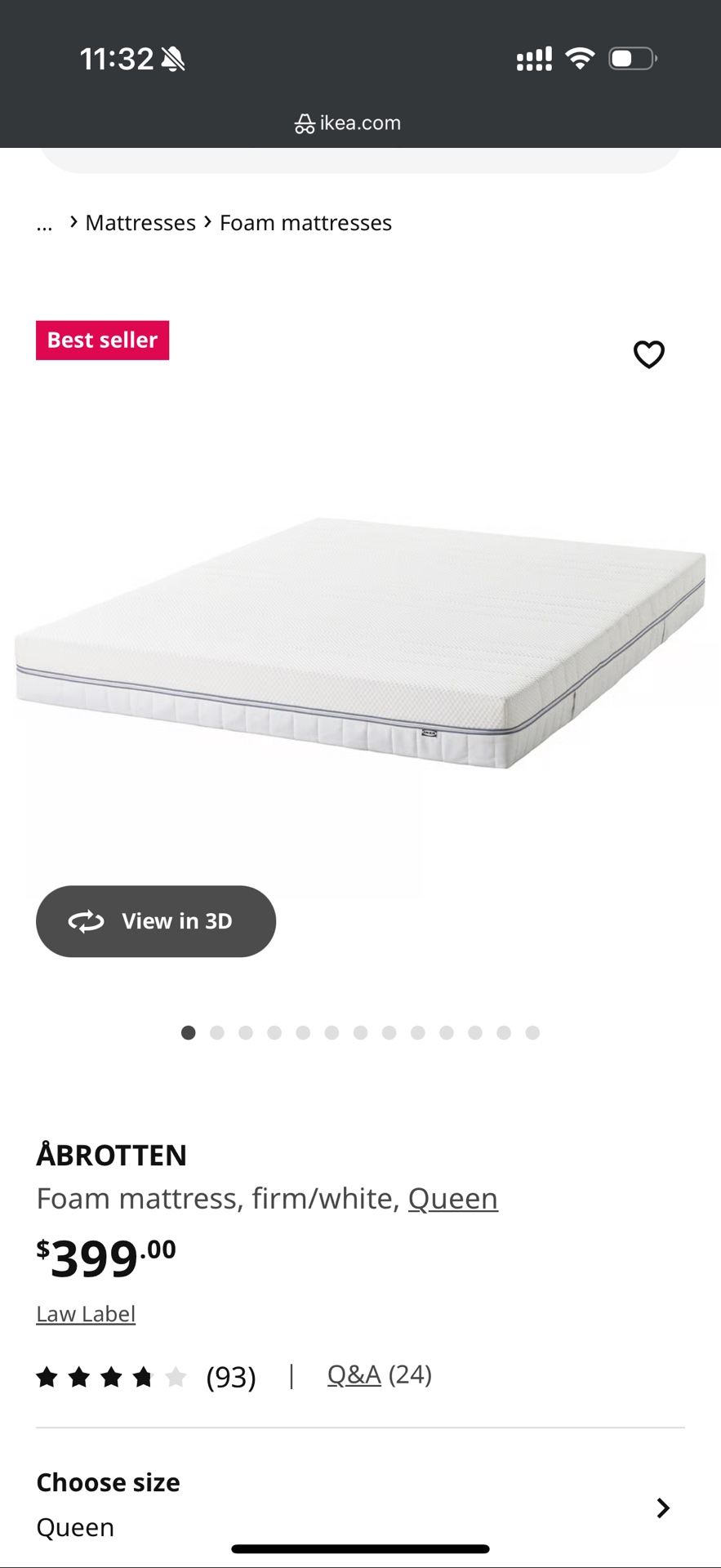 IKEA Abrotten Mattress
