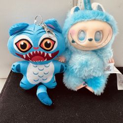 Demon, Hunters, Tiger, Keychain, Plushy, And Blue Monster Plushy Together
