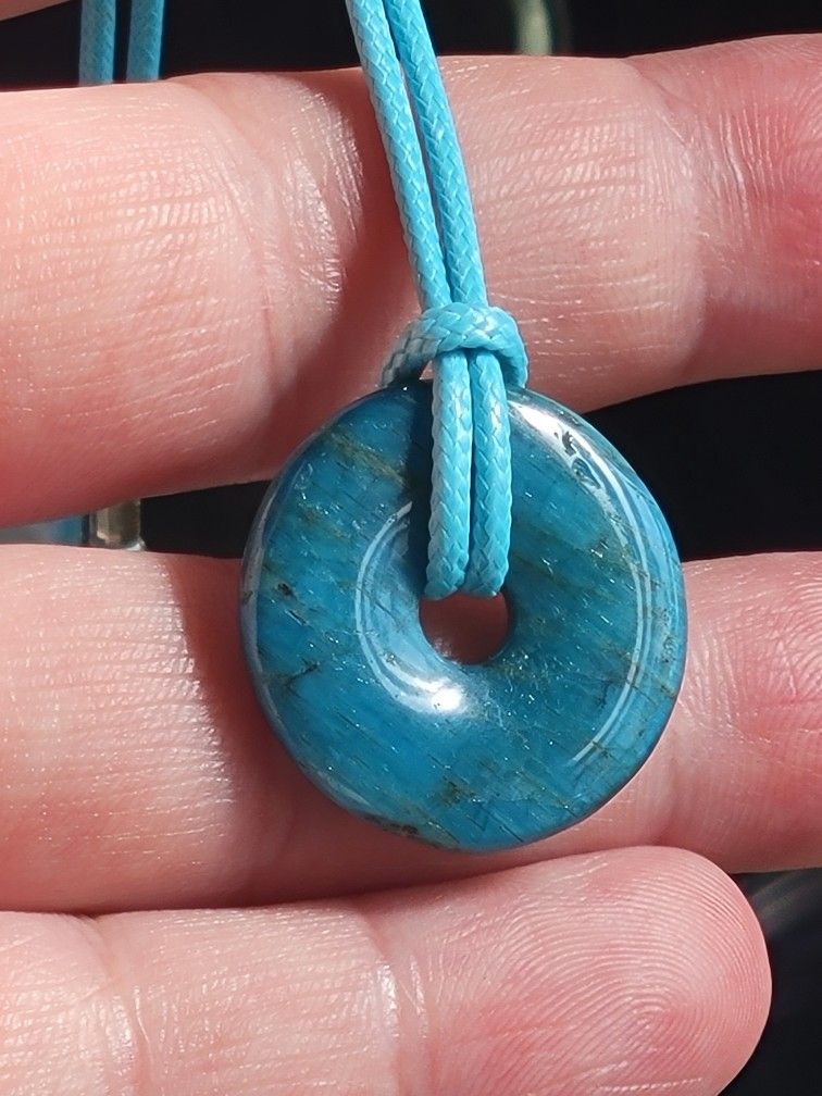 Blue Apatite Pendant & BLUE Adjustable Necklace