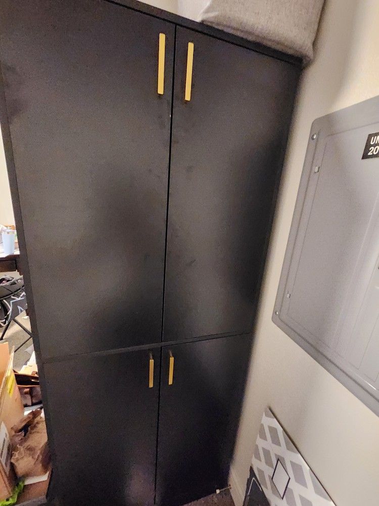 Cozy Castle Kitchen Pantry Cabinet, 71" Tall Wood Storage Cabinet with Doors and Shelves 4 Doors