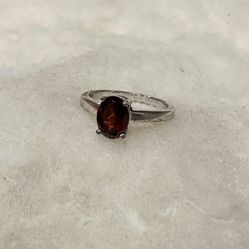 Sterling Silver Garnet - Size 6