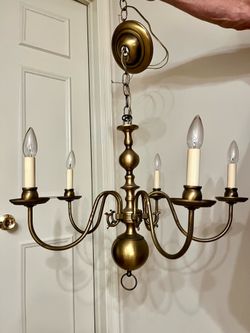 Beautiful 5 light  Artisan antique pyrite bronze finish chandelier color