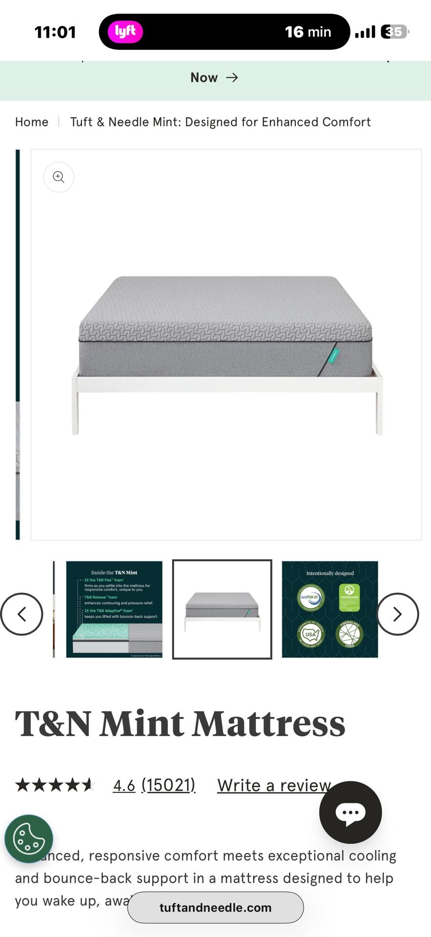 Tuft & Needle Mint Mattress (Full) + IKEA BRIMNES Bed Frame & Headboard