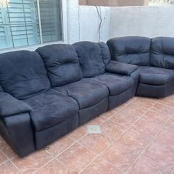 HUGE RECLINING COUCH SET! SOFT SUEDE MATERIAL! 4 RECLINERS! 