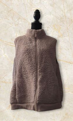 Time and Tru Women's Aged Pink Full Zip Sleeveless Vest Plus Size 1X (16W-18W)