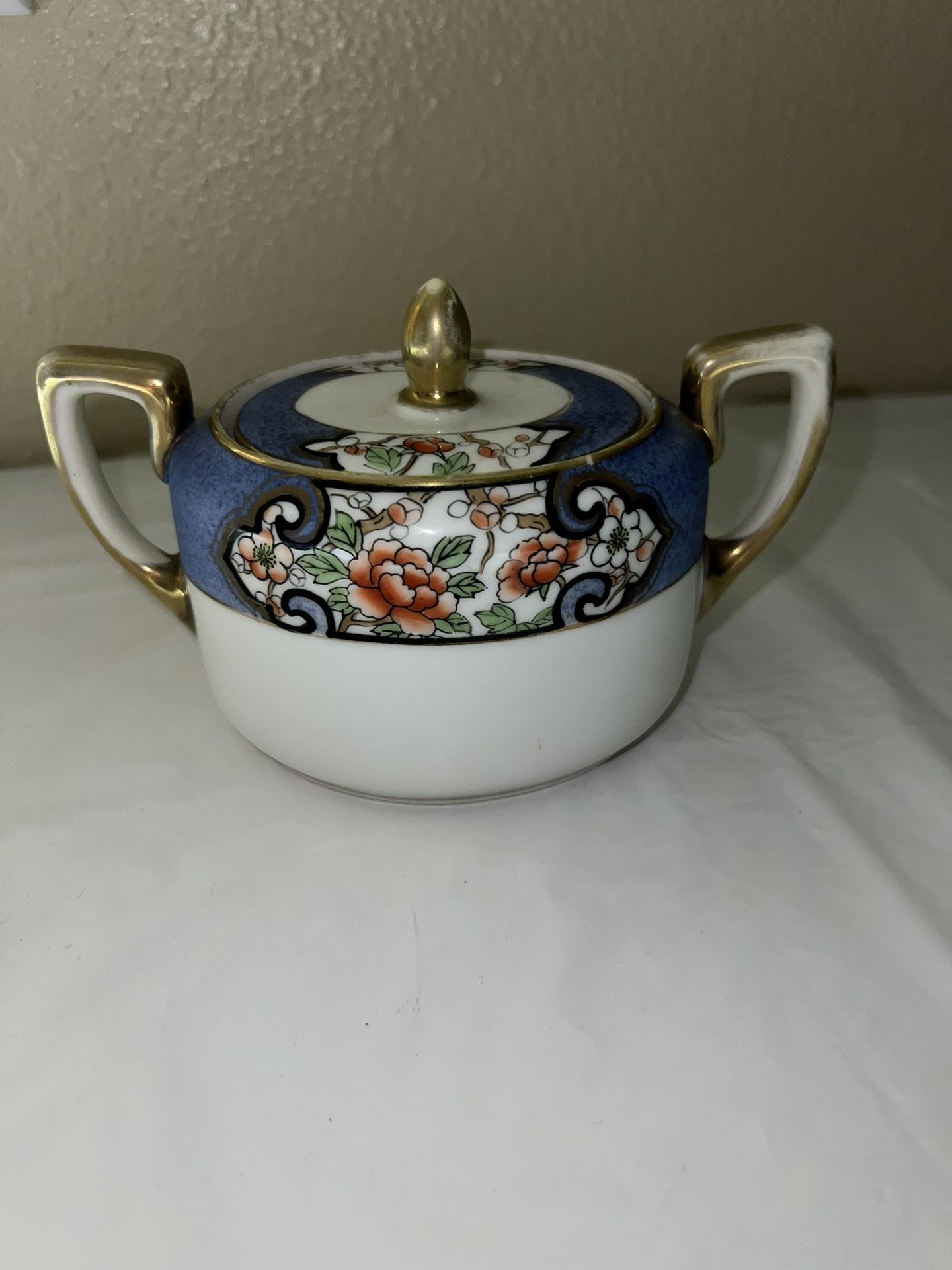 Floral Porcelain Sugar Bowl With Lid