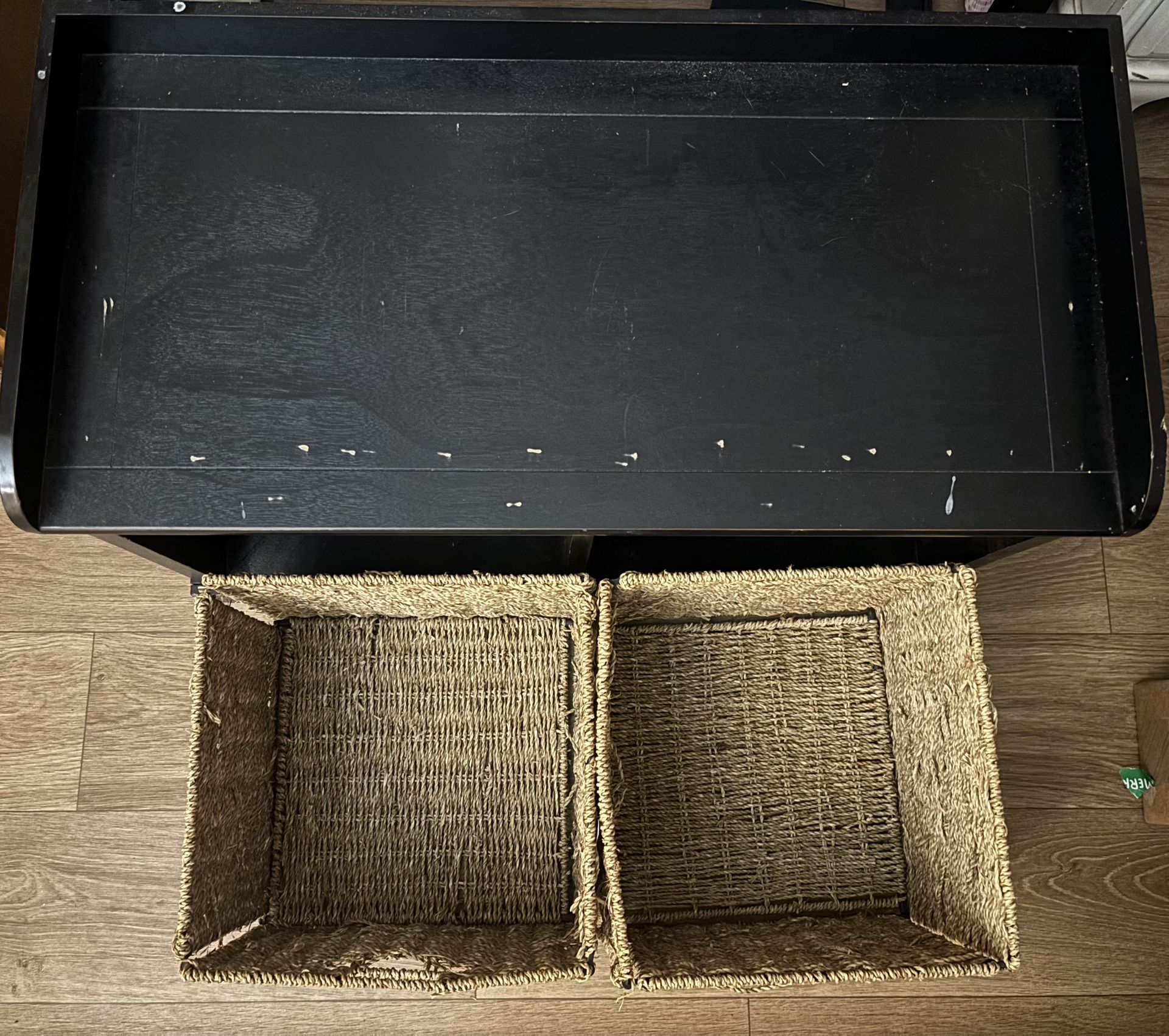 Small Wooden Bookshelf with Pull Out Baskets