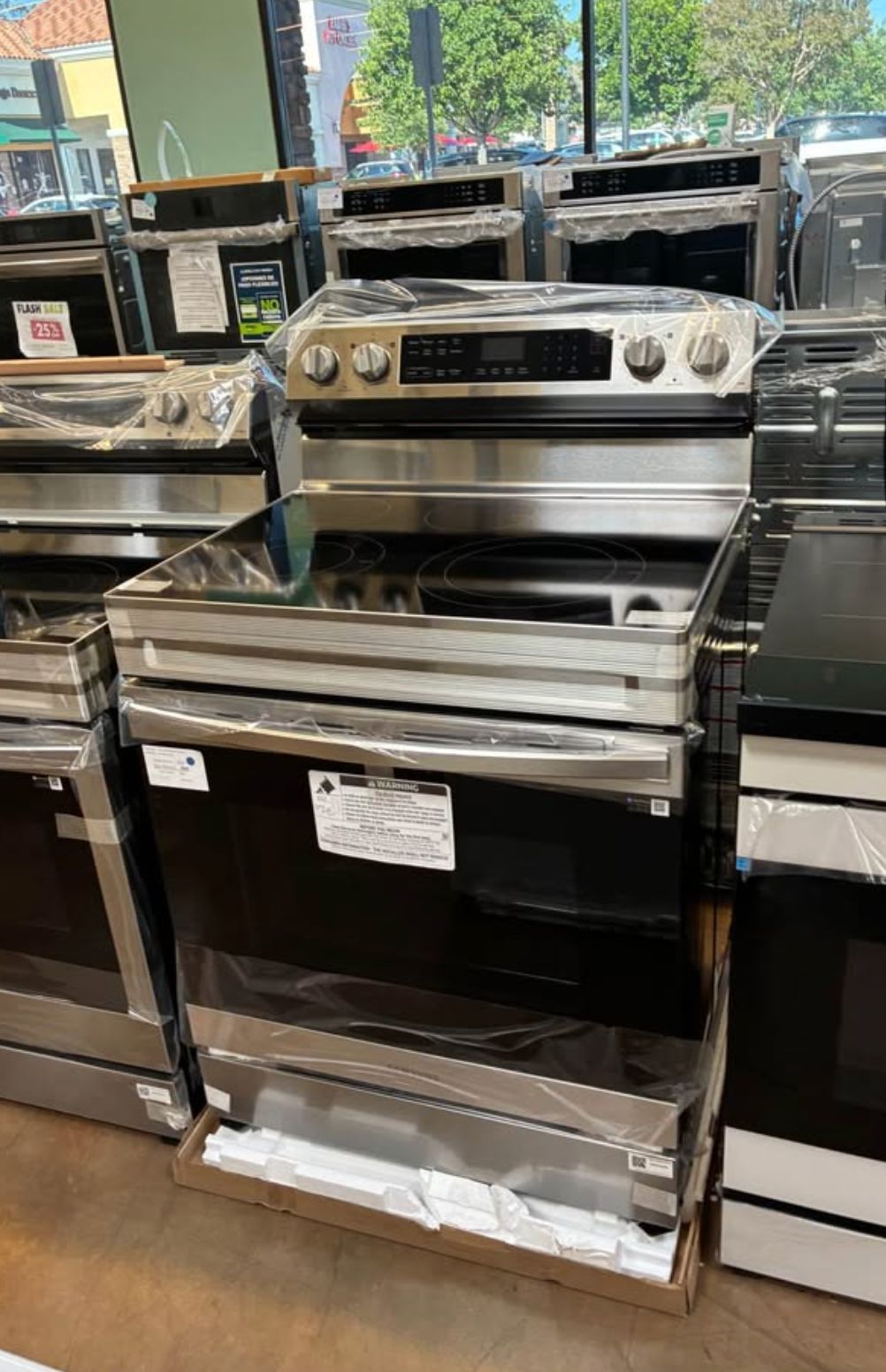 Samsung 30 inch wide stainless steel Stove with air fryer