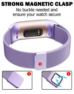 Metal Replacement Bands Compatible for Fitbit Charge 3 and Charge 3 SE Fitness Activity Tracker, Milanese Loop Stainless Steel Bracelet Strap with Un