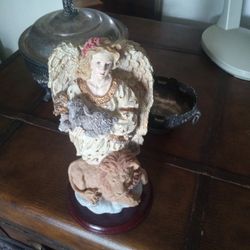 Angel Holding Lamb With Lion This Goes With A Night Light That I Have Listed As Well 