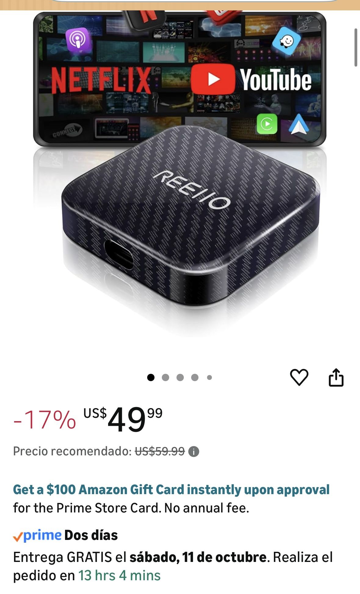 CarPlayBox inalámbrico con tarjeta Netflix/YouTube/TF