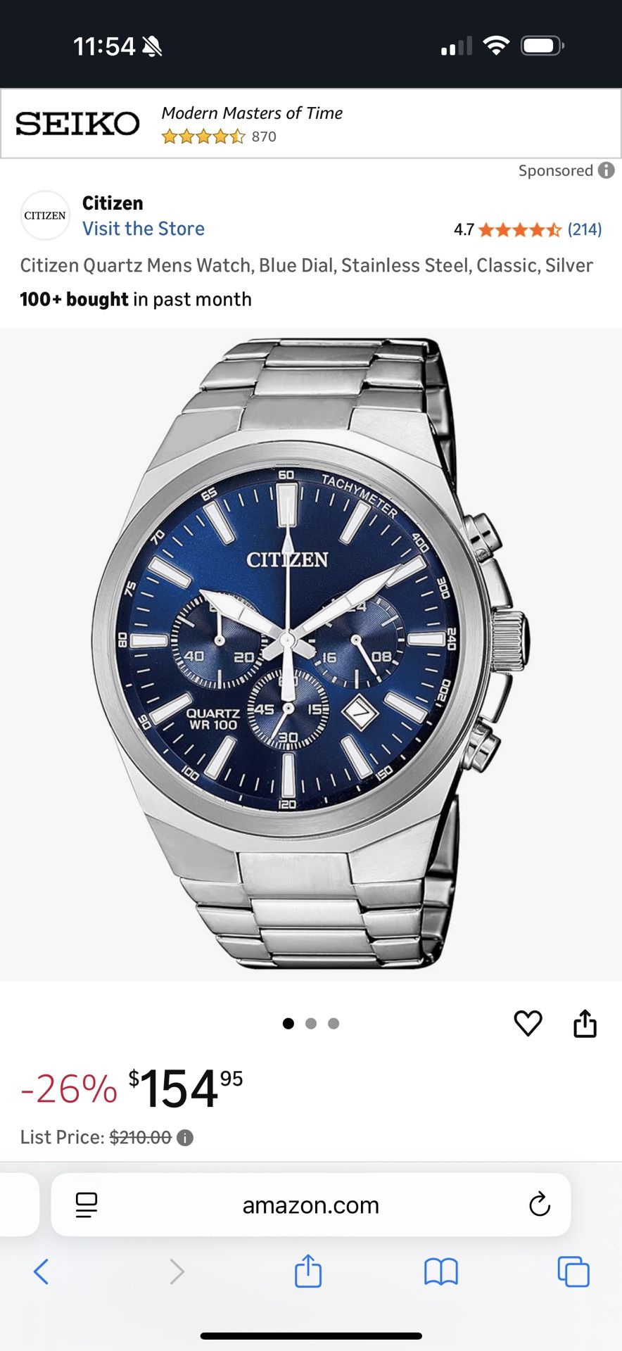 Citizen Quartz Blue Watch 