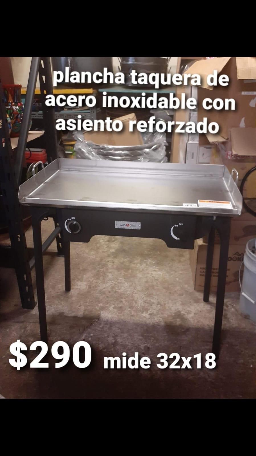 Plancha Taquera De Acero Inoxidable Con Asiento Reforzado Grueso