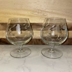 2 Vintage Princess House Heritage Pattern Crystal Brandy Glasses