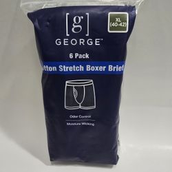 George Men's XL 40-42 Boxer Briefs Underwear 6-Pack Regular Leg Odor Control NEW
