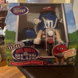 M&M  Red And White And Blue  Motorcycle Candy Dispenser 