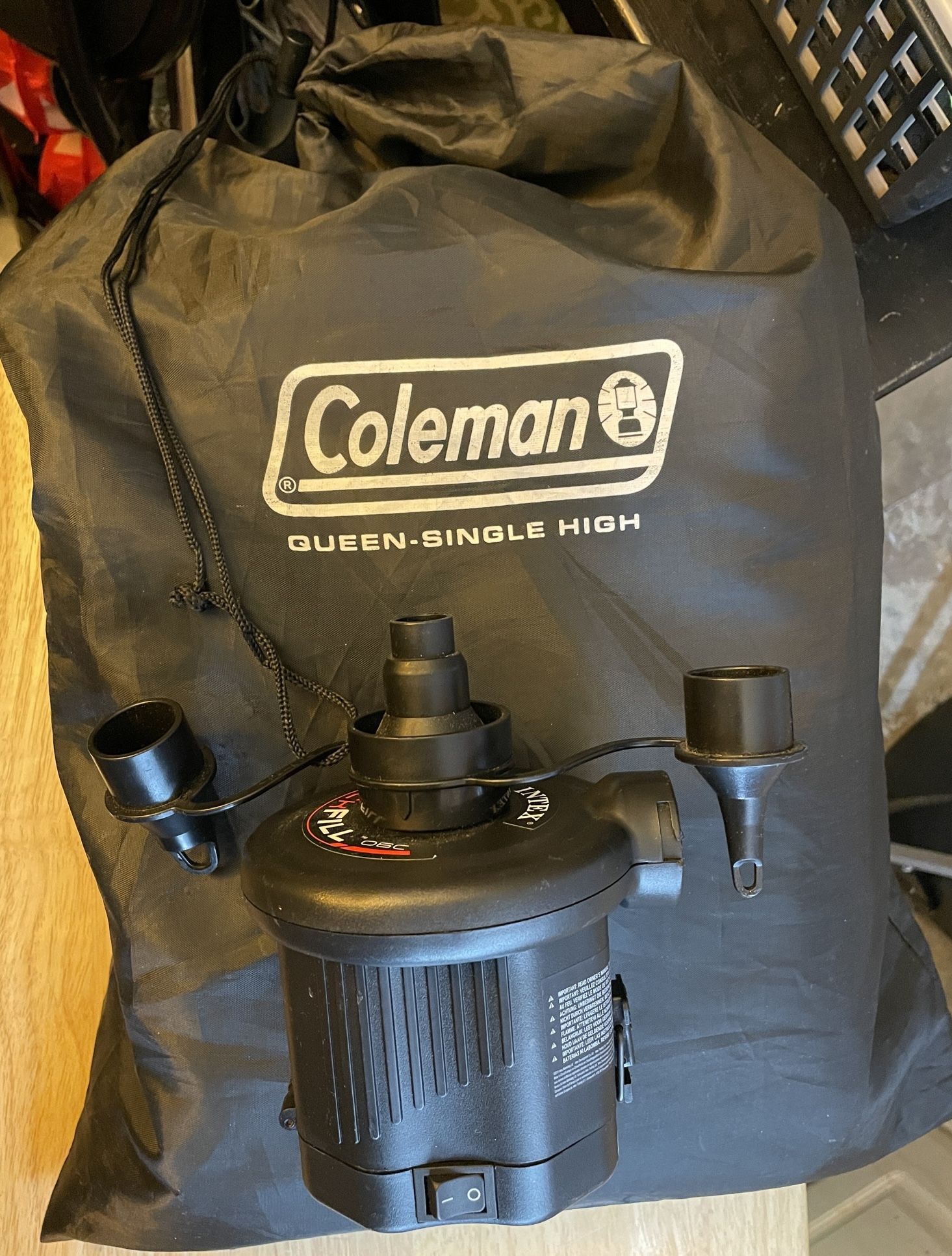 Coleman Queen-Single High Air Mattress With Intex Pump New