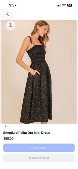 Smocked Polka Dot Midi Dress