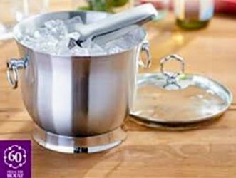 Stainless Steel Ice Bucket with Lid and Tongs