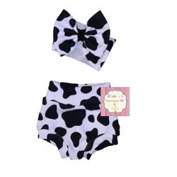 Baby Cow Set Headwrap And Bummie / Vaca