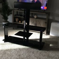 Black Glass Tv Stand with Shelf