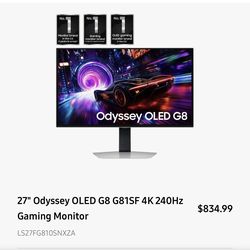 UPDATED: price drop, 27" Odyssey OLED G8 G81SF 4K 240Hz Gaming Monitor