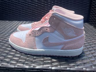 Nike Air Jordan 1 Mid Pink Suede Sneakers