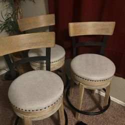3 Bar Stools - 24" Beige/Cream