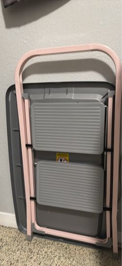 2-Step Folding Step Stool Pink and Gray