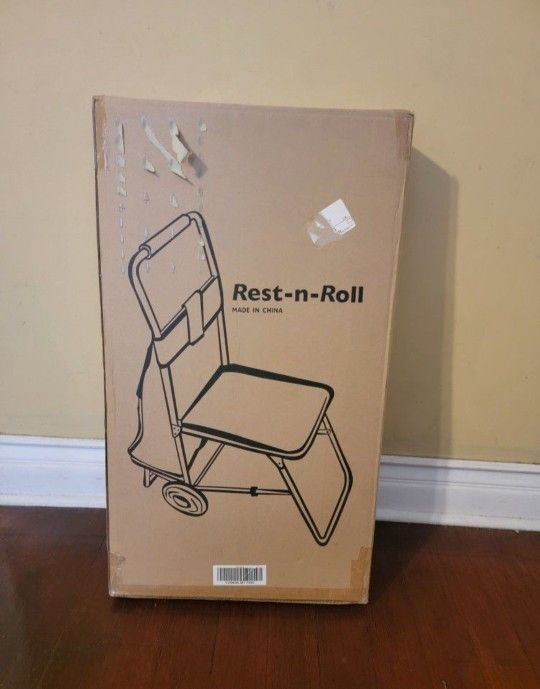Rest N Roll Multi-purpose Cart With Seat And Insulated Pouch 