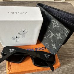 Prada Sunglasses, AirPod Pro, LV wallet 