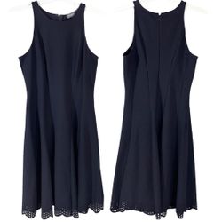 Donna Ricco fit & flare blue dress scallop cutout hem sleeveless women Size 6