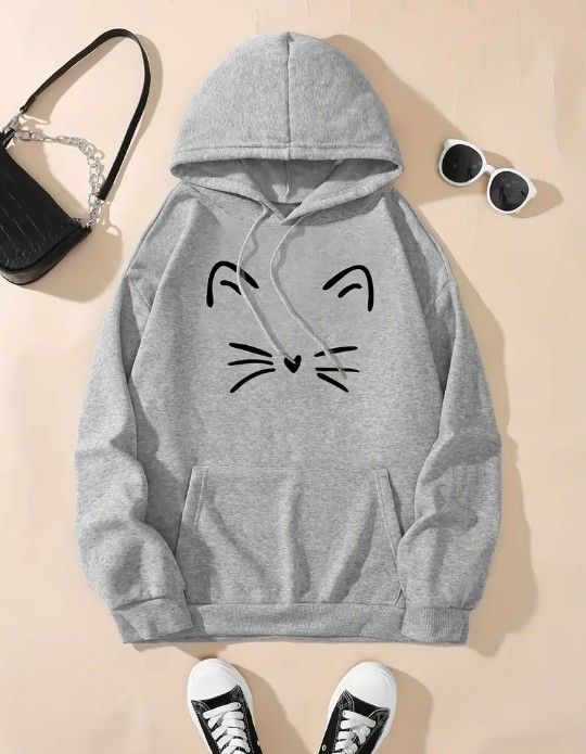 Cat Face Women's Hoodie (XXL) 14