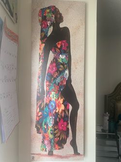 Large Vertical Canvas Wall Art Floral Woman