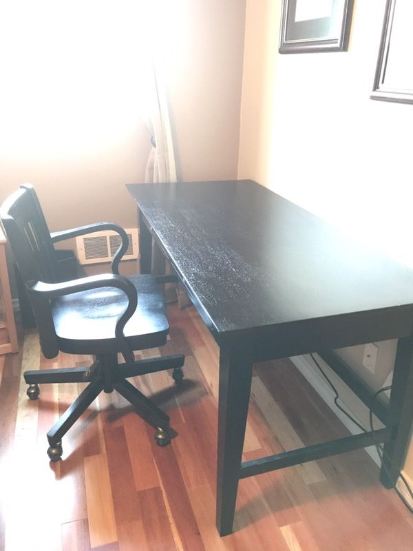 Cost Plus World Market Black Konrad Wood Desk w/ Chair