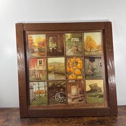 Vintage Homco Home Interior Window Pane Picture Rustic Cottage Farmhouse