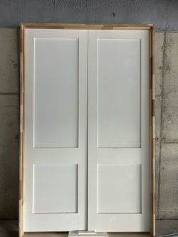 Brand new Barnett Millworks 2-panel Shaker prehung interior doors.