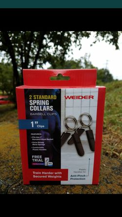 2 Standard Spring Collars and Barbell Clips(1" -New) - $10