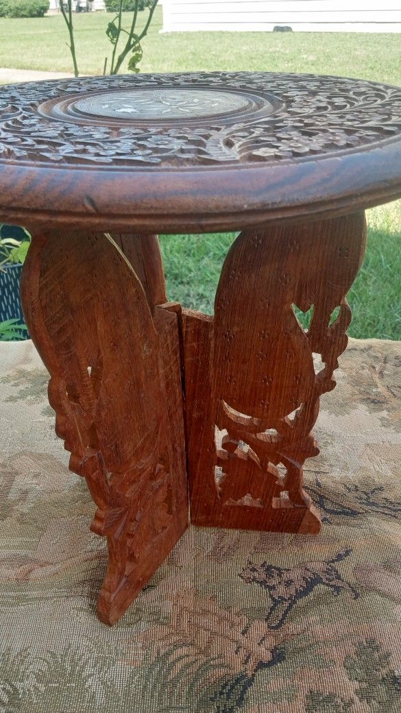 Small Wooden Table Stand With Inlay